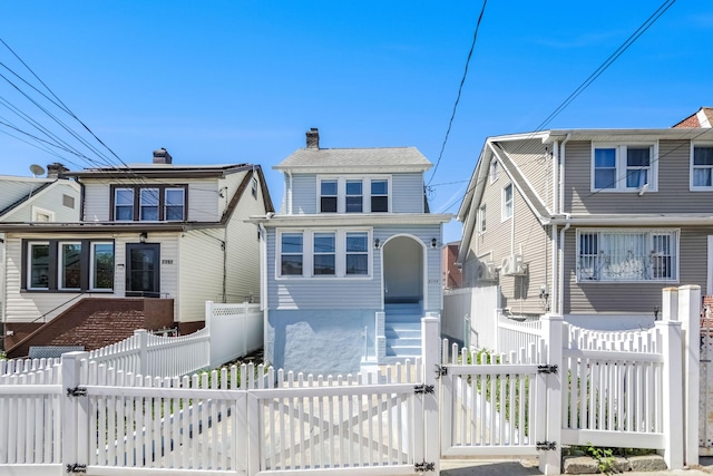 3399 Ely Ave, Bronx, NY 10469 - view of front of house featuring a gate and a fenced front yard