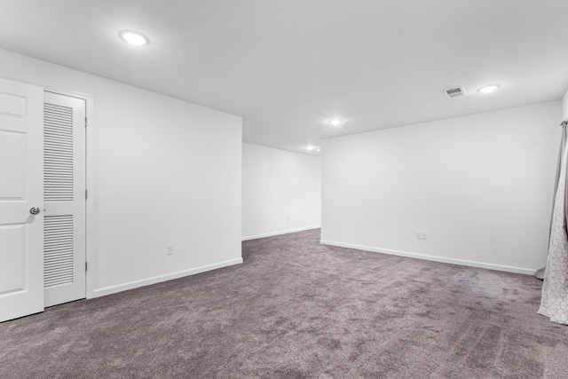 214 Phillips St, Middletown, NY 10940 - finished basement with visible vents, recessed lighting, baseboards, and carpet floors