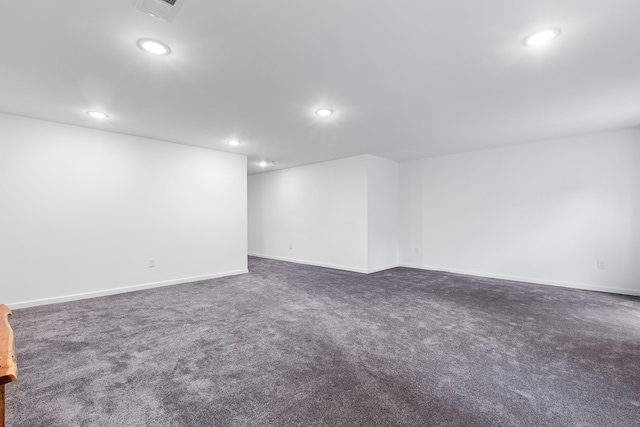 214 Phillips St, Middletown, NY 10940 - finished below grade area featuring recessed lighting, carpet flooring, baseboards, and visible vents