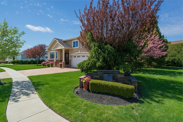 2035 Sans Ave, Merrick, NY 11566 - view of front of home featuring stucco siding, an attached garage, driveway, and a front lawn