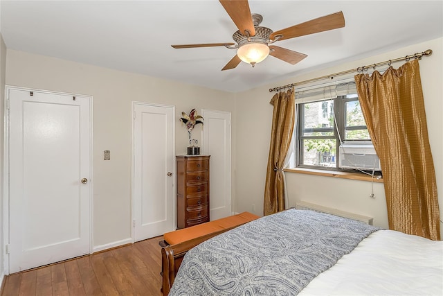 36-07 171st St Unit 36, Flushing, NY 11358 - bedroom featuring wood-type flooring, a ceiling fan, and cooling unit