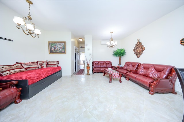 living area with a chandelier