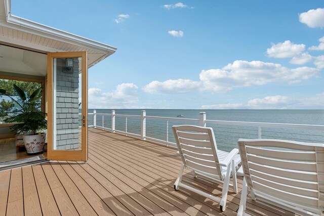 516 Asharoken Ave, Northport, NY 11768 - wooden terrace with a water view