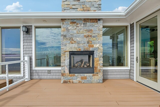 516 Asharoken Ave, Northport, NY 11768 - deck with an outdoor stone fireplace