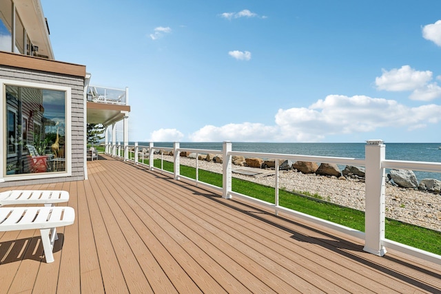 516 Asharoken Ave, Northport, NY 11768 - wooden deck with view of water and beach