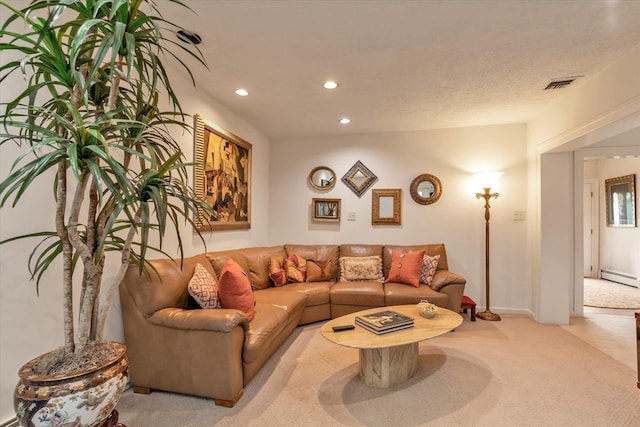 1603 Cynthia Ct, Hewlett, NY 11557 - carpeted living area featuring recessed lighting and baseboard heating