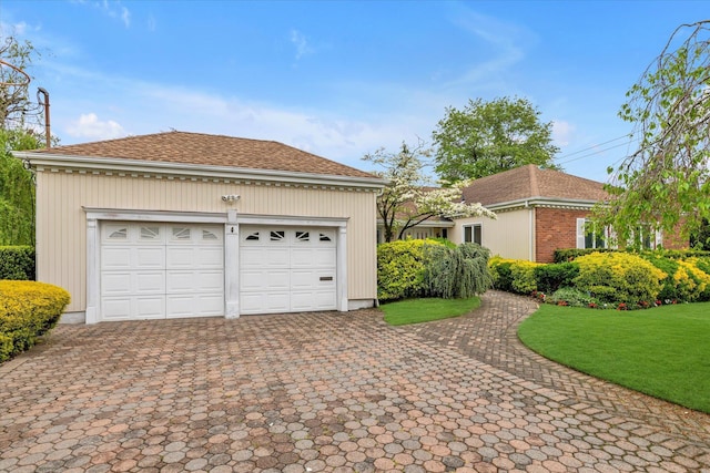 1603 Cynthia Ct, Hewlett, NY 11557 - view of front of home with decorative driveway, a front lawn, and an attached garage