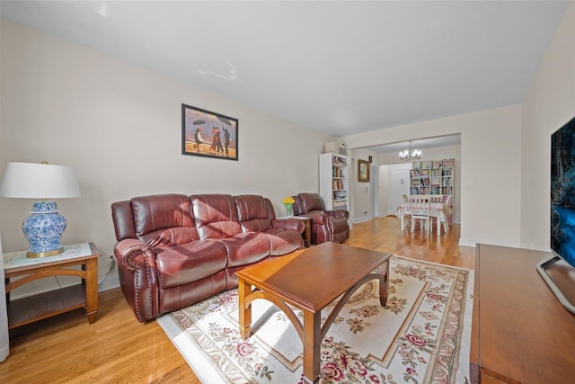 19 Abeel St Unit 6E, Yonkers, NY 10705 - living room with a notable chandelier and light wood-style flooring