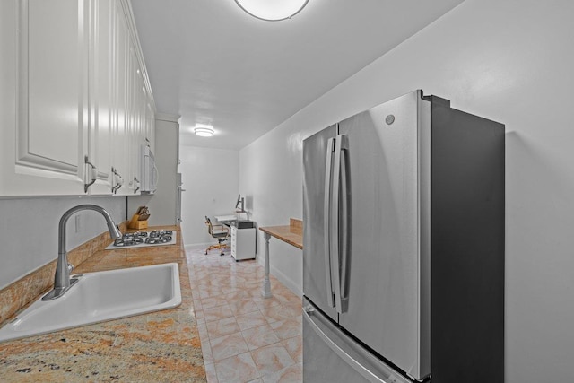 19 Abeel St Unit 6E, Yonkers, NY 10705 - kitchen with a sink, white cabinetry, white appliances, and light countertops