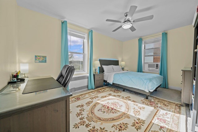 19 Abeel St Unit 6E, Yonkers, NY 10705 - bedroom with radiator heating unit, baseboards, ceiling fan, and cooling unit