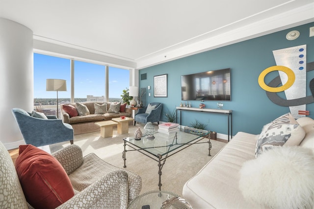 living area with baseboards