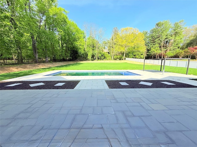 412 Mill River Rd, Oyster Bay, NY 11771 - view of swimming pool featuring a lawn, a patio area, fence, and a fenced in pool