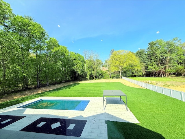 412 Mill River Rd, Oyster Bay, NY 11771 - view of swimming pool featuring a yard, fence, and a patio area