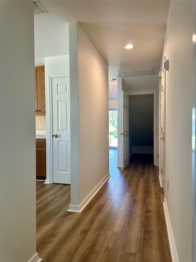 1403 Pebble Beach Path, Riverhead, NY 11901 - hallway featuring dark wood finished floors, baseboards, and recessed lighting