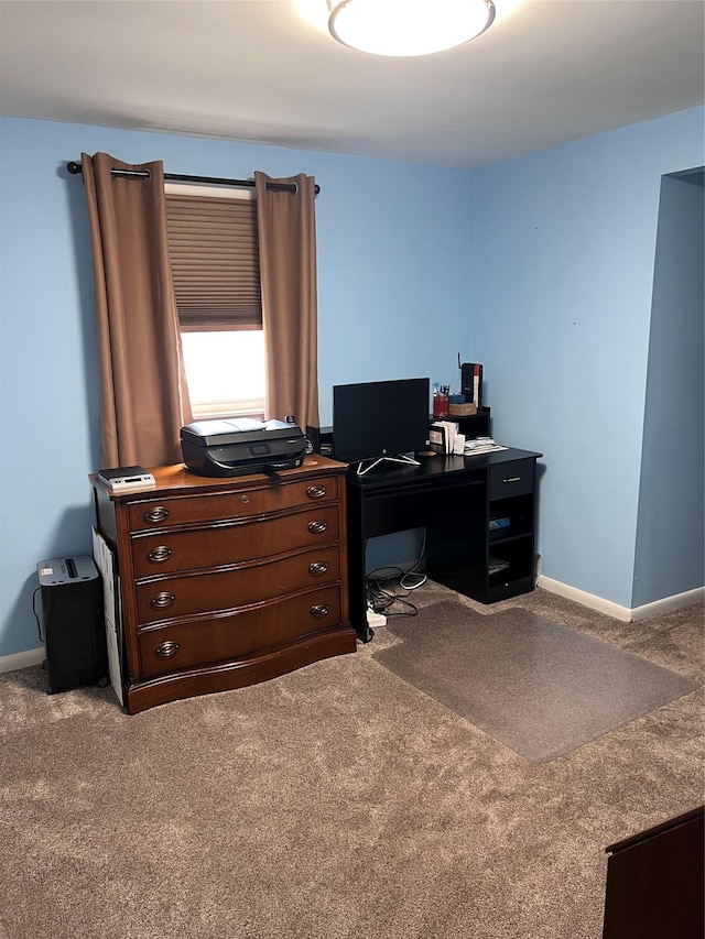 office area with baseboards and carpet flooring