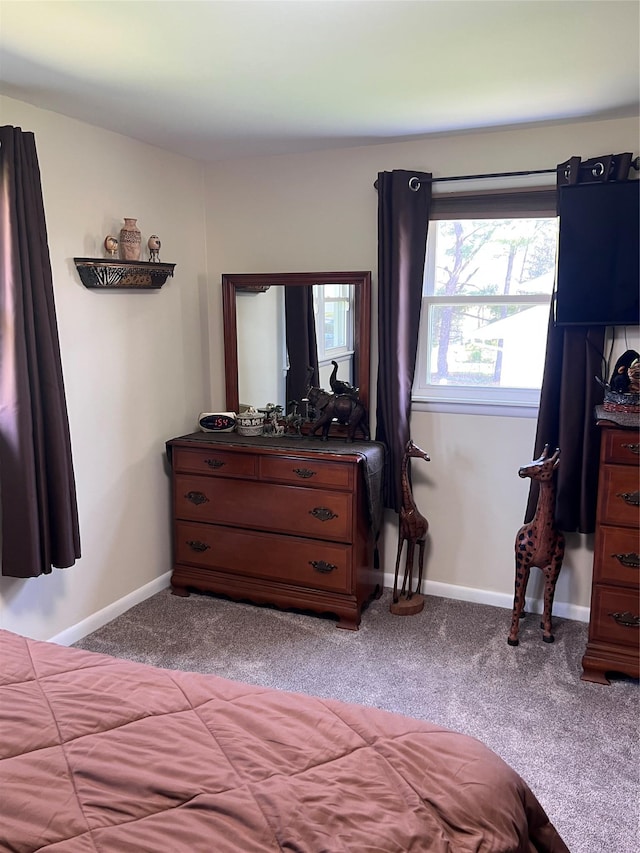 bedroom featuring carpet floors and baseboards