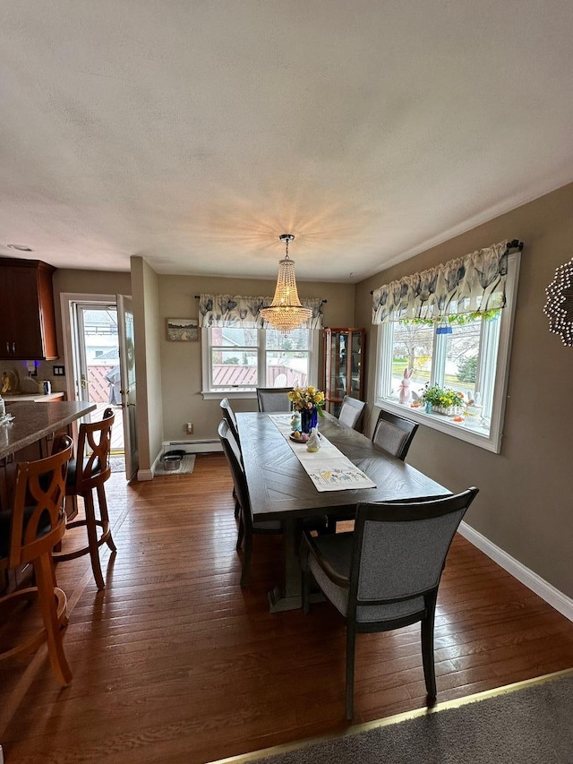 33 41st St, Islip, NY 11751 - dining space with baseboards and dark wood-style floors