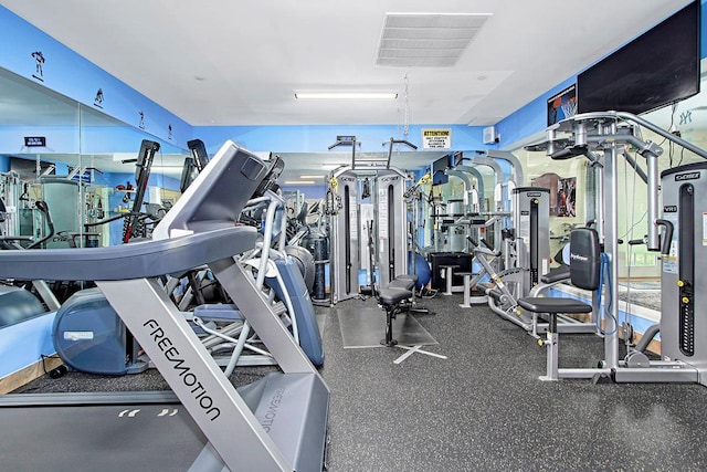 workout area with visible vents