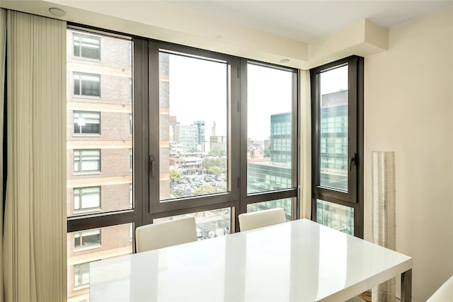 dining area with a view of city