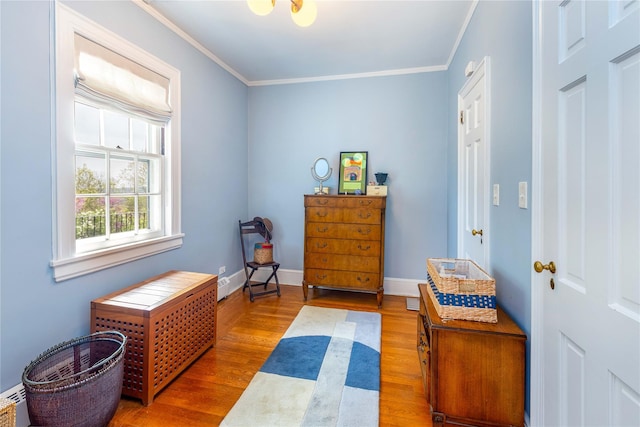 157 Alta Ave, Yonkers, NY 10705 - sitting room with ornamental molding, baseboards, and wood finished floors