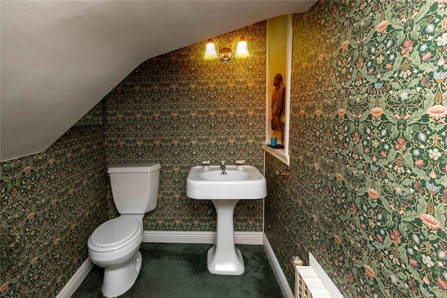157 Alta Ave, Yonkers, NY 10705 - half bath featuring vaulted ceiling and toilet