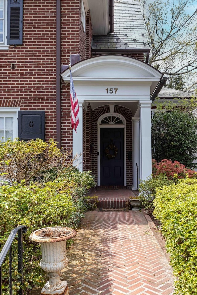 157 Alta Ave, Yonkers, NY 10705 - doorway to property featuring brick siding