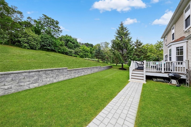 50 Roosevelt Dr, Poughquag, NY 12570 - view of green lawn featuring a wooden deck