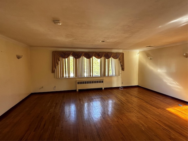 827 Eastfield Rd, Westbury, NY 11590 - empty room featuring hardwood / wood-style flooring, ornamental molding, baseboards, and radiator