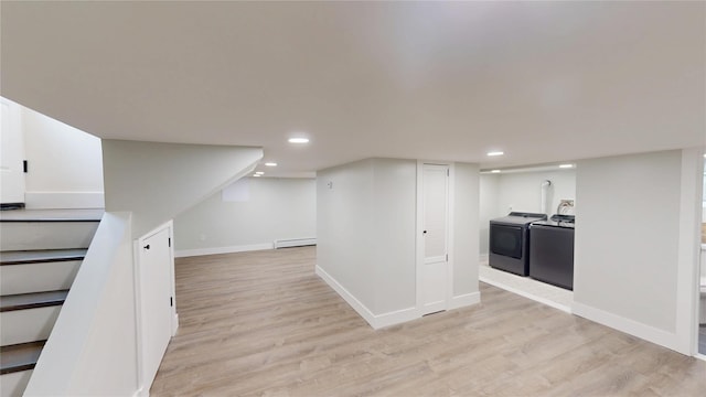 250 Cedar Hill Ave, Nyack, NY 10960 - interior space featuring separate washer and dryer, recessed lighting, baseboard heating, and light wood-style floors