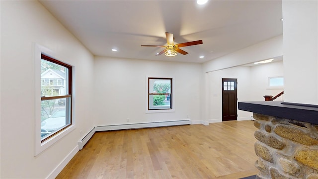 250 Cedar Hill Ave, Nyack, NY 10960 - interior space with light wood finished floors, a ceiling fan, plenty of natural light, and recessed lighting