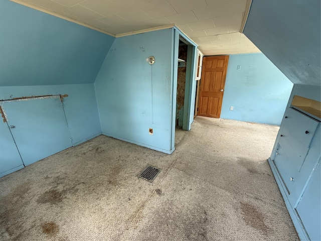 bonus room featuring visible vents and carpet