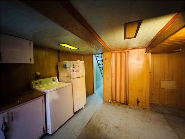 68-11 52nd Dr, Maspeth, NY 11378 - washroom featuring washer / clothes dryer and wooden walls