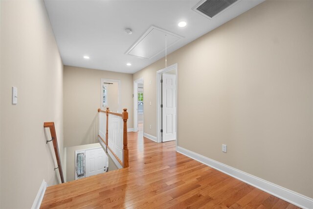 32 N Ridge Rd, Mahopac, NY 10541 - corridor featuring an upstairs landing, attic access, light wood finished floors, baseboards, and recessed lighting