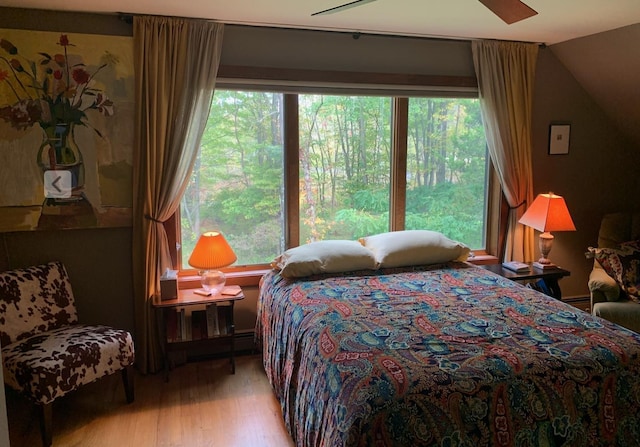 117 Dusinberre Rd, Gardiner, NY 12525 - bedroom featuring a ceiling fan, vaulted ceiling, and wood finished floors