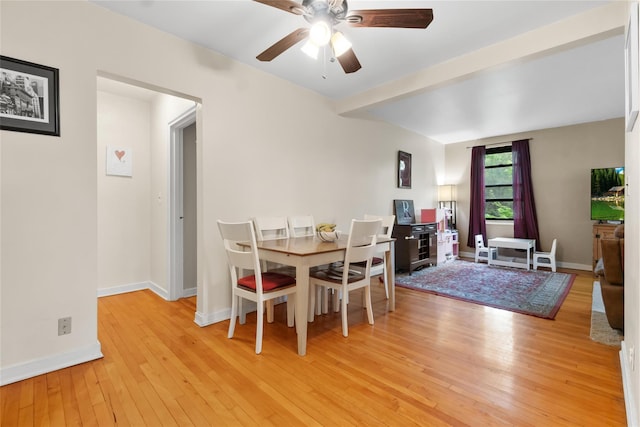 51 Rockledge Rd Unit 1A, Hartsdale, NY 10530 - dining room featuring light wood finished floors, ceiling fan, and beamed ceiling