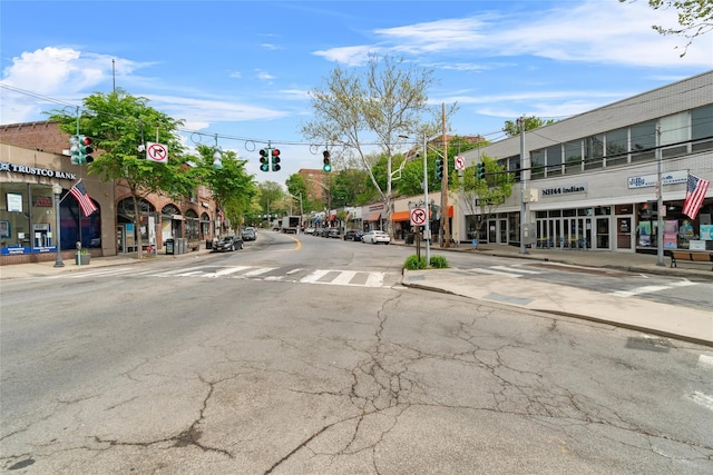 51 Rockledge Rd Unit 1A, Hartsdale, NY 10530 - view of asphalt street featuring traffic lights, sidewalks, traffic signs, and curbs