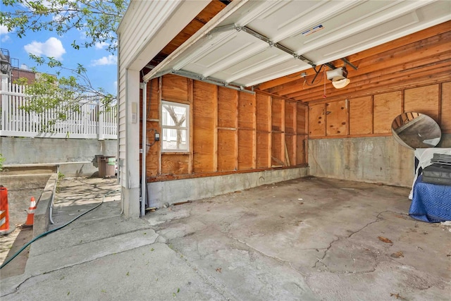 garage with a garage door opener