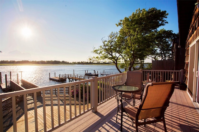 208 Block Ln, Harbor Isle, NY 11558 - wooden deck with a water view and a dock