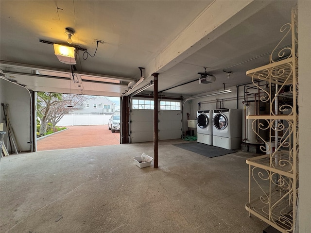 208 Block Ln, Harbor Isle, NY 11558 - garage featuring washing machine and clothes dryer and a garage door opener