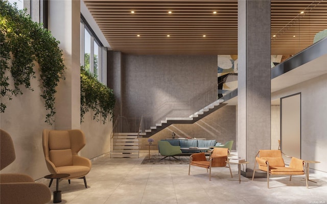 common area with stairs
