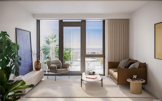 living area with carpet