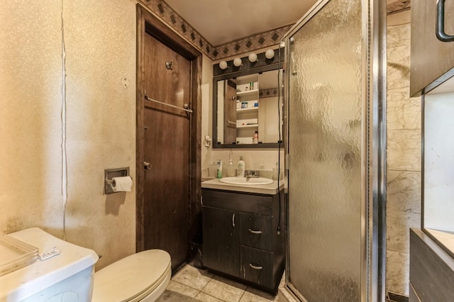 84-52 123rd St, Kew Gardens, NY 11415 - full bath featuring vanity, a shower stall, toilet, and tile patterned floors
