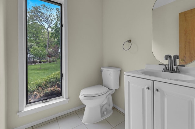2 Heiko Ct, Northport, NY 11768 - half bath with toilet, tile patterned flooring, vanity, and baseboards