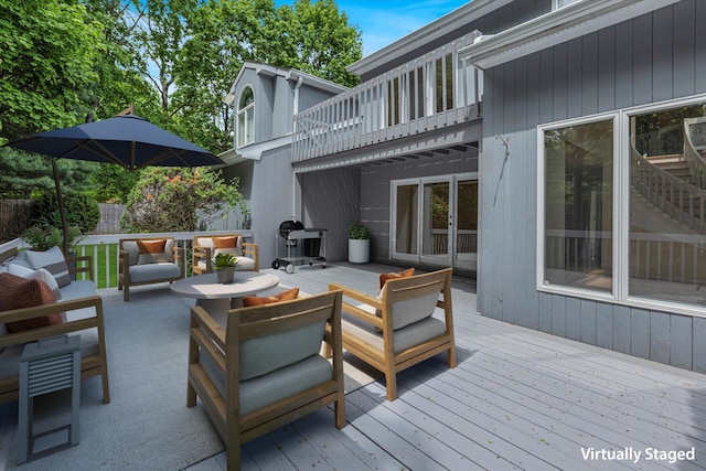 2 Heiko Ct, Northport, NY 11768 - deck with an outdoor hangout area and french doors