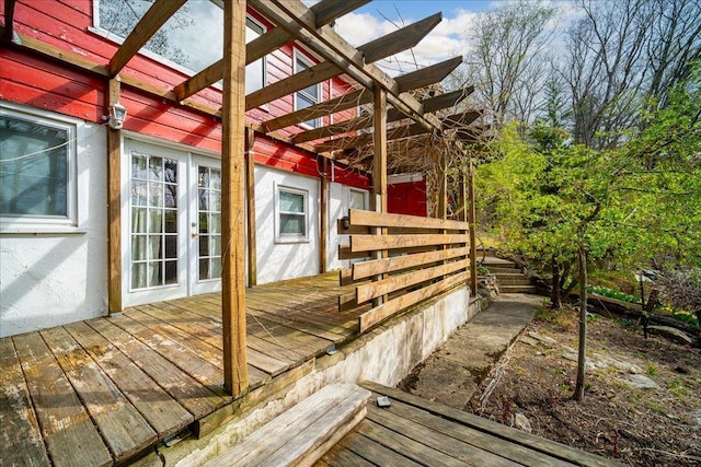 deck featuring a pergola