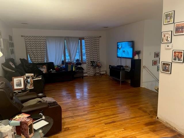 living area featuring light wood-style flooring