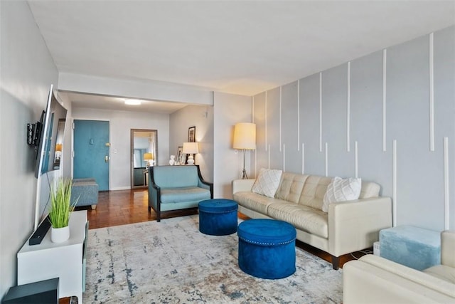 living area featuring wood finished floors