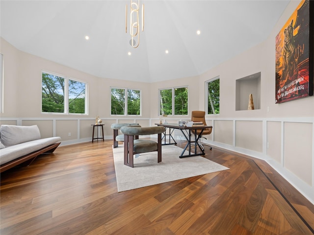 5 N Hills Rd, East Norwich, NY 11732 - office with high vaulted ceiling, wood finished floors, and recessed lighting