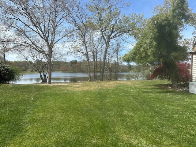 view of yard featuring a water view