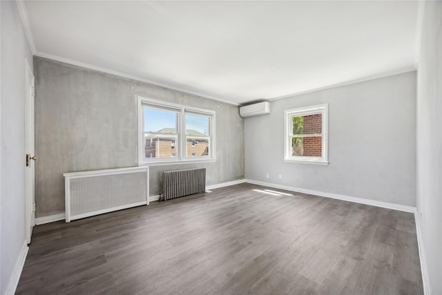 43-28 196th St, Flushing, NY 11358 - empty room with baseboards, ornamental molding, wood finished floors, and radiator